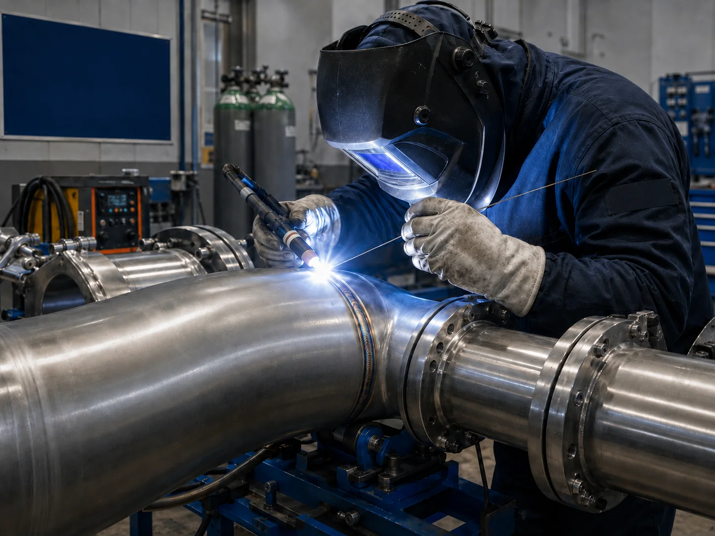 Alloy pipe spool welding
